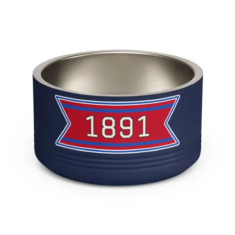 Delaware State 1891 Red & Blue Pet Bowl — front view