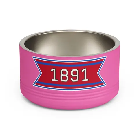 Delaware State 1891 Red & Blue Pet Bowl — front view