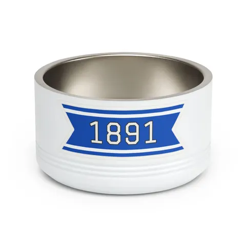 Elizabeth City State 1891 Blue & White Pet Bowl — front view