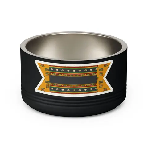 Faith Flag Afro-Spiritual Cowrie & Kente Pet Bowl — back view