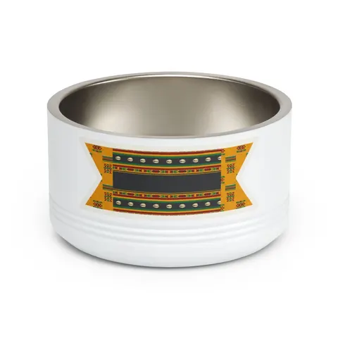 Faith Flag Afro-Spiritual Cowrie & Kente Pet Bowl — front view