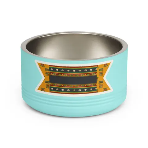 Faith Flag Afro-Spiritual Cowrie & Kente Pet Bowl — front view