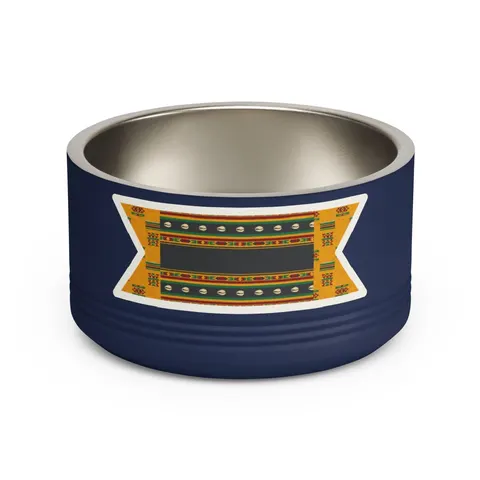 Faith Flag Afro-Spiritual Cowrie & Kente Pet Bowl — front view