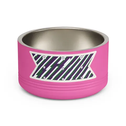 Faith Flag AME-Inspired Purple & Green Pet Bowl — front view