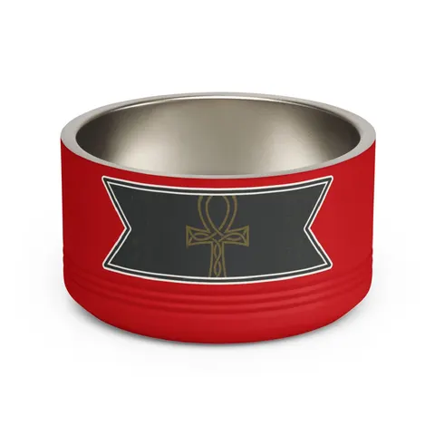 Faith Flag Ankh Gold on Black Pet Bowl — front view