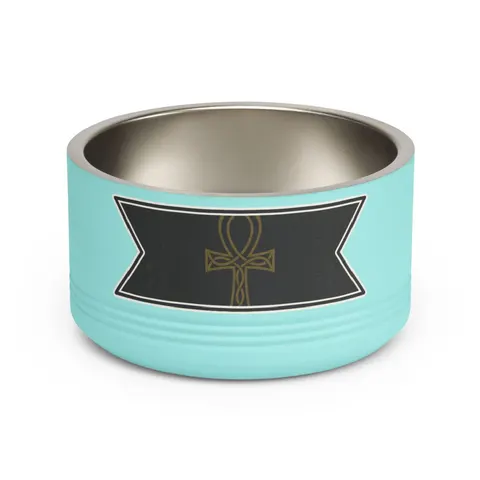 Faith Flag Ankh Gold on Black Pet Bowl — front view