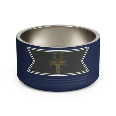Faith Flag Ankh Gold on Black Pet Bowl — front view