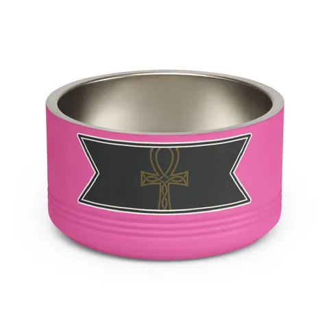Faith Flag Ankh Gold on Black Pet Bowl — front view