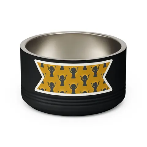 Faith Flag Black Woman in Praise Silhouette Pet Bowl — back view