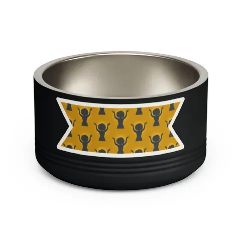 Faith Flag Black Woman in Praise Silhouette Pet Bowl — front view