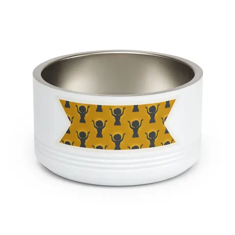 Faith Flag Black Woman in Praise Silhouette Pet Bowl — front view
