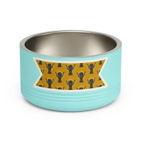 Faith Flag Black Woman in Praise Silhouette Pet Bowl — front view