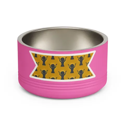Faith Flag Black Woman in Praise Silhouette Pet Bowl — front view
