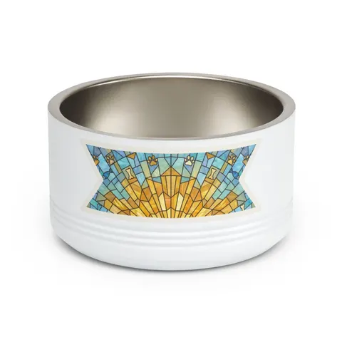 Faith Flag Sunburst Sanctuary Pet Bowl — front view