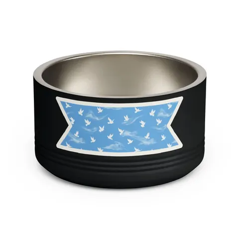 Faith Flag Dove on Sky Blue Pet Bowl — front view