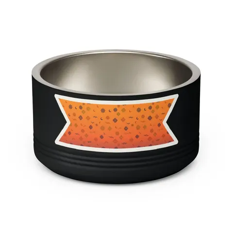 Faith Flag Mosque Sunset Silhouette Pet Bowl — back view