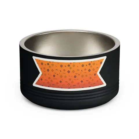 Faith Flag Mosque Sunset Silhouette Pet Bowl — front view