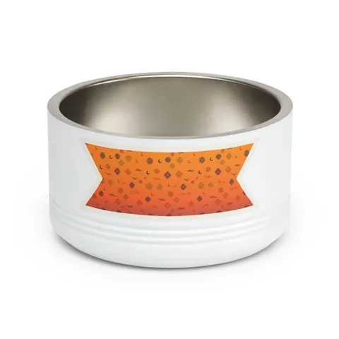 Faith Flag Mosque Sunset Silhouette Pet Bowl — front view