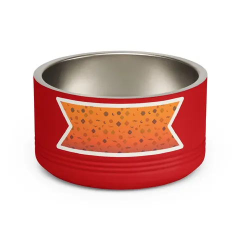 Faith Flag Mosque Sunset Silhouette Pet Bowl — front view