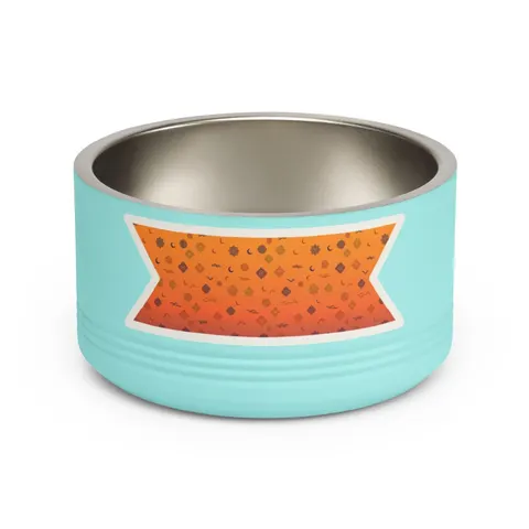 Faith Flag Mosque Sunset Silhouette Pet Bowl — front view