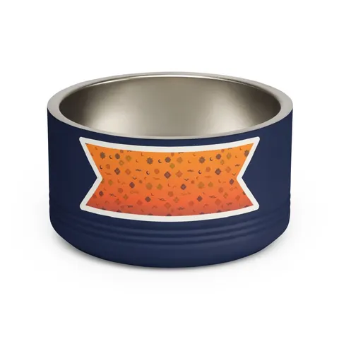 Faith Flag Mosque Sunset Silhouette Pet Bowl — front view