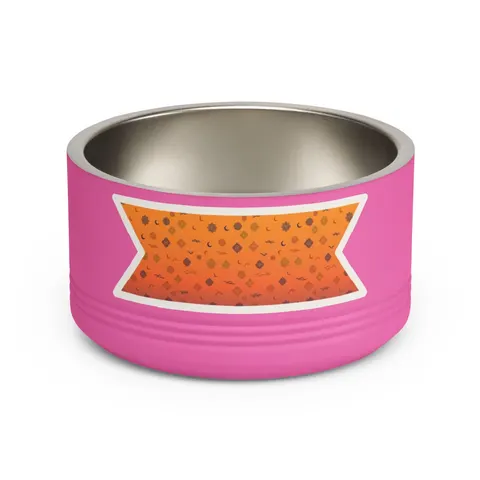 Faith Flag Mosque Sunset Silhouette Pet Bowl — front view