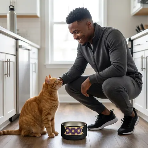Faith Flag Praise Purple & Gold Cross Pet Bowl