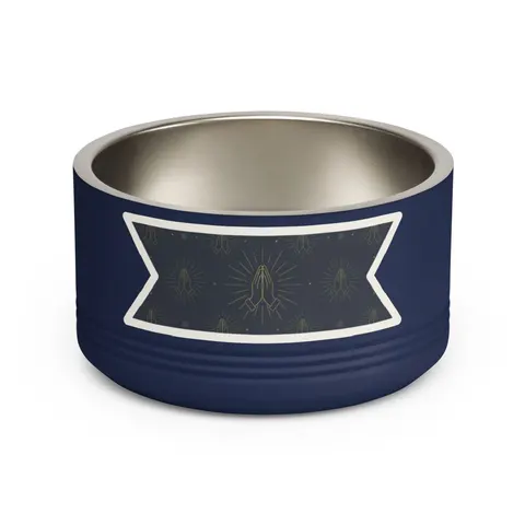 Faith Flag Praying Hands Silhouette Pet Bowl — front view