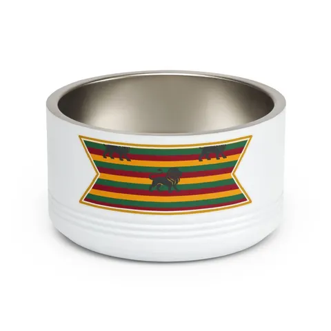 Rasta Flag Red Gold Green with Black Lion Pet Bowl — front view