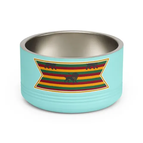 Rasta Flag Red Gold Green with Black Lion Pet Bowl — front view