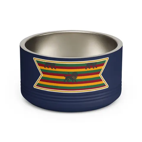 Rasta Flag Red Gold Green with Black Lion Pet Bowl — front view