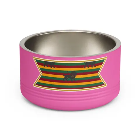 Rasta Flag Red Gold Green with Black Lion Pet Bowl — front view