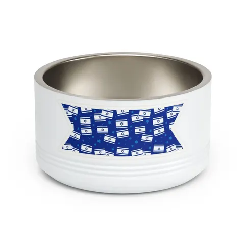 Faith Flag Blue & White Star Emblem Pet Bowl — front view