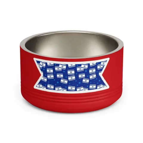 Faith Flag Blue & White Star Emblem Pet Bowl — front view