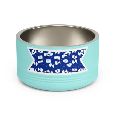Faith Flag Blue & White Star Emblem Pet Bowl — front view