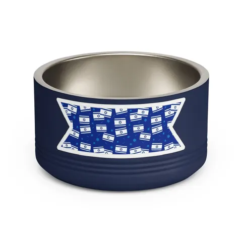 Faith Flag Blue & White Star Emblem Pet Bowl — front view