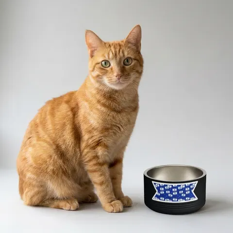 Faith Flag Blue & White Star Emblem Pet Bowl