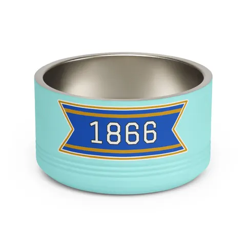 Fisk 1866 Blue & Gold Pet Bowl — front view