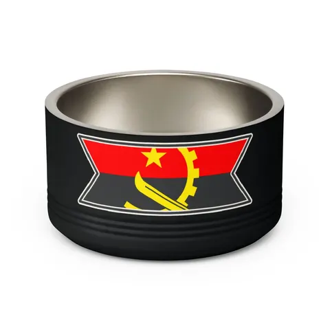 Angola Red Black & Emblem Pet Bowl — back view
