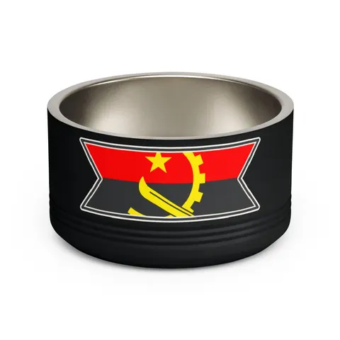 Angola Red Black & Emblem Pet Bowl — front view