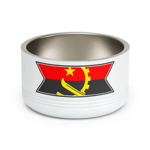 Angola Red Black & Emblem Pet Bowl — front view