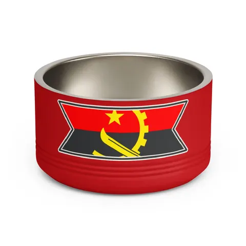 Angola Red Black & Emblem Pet Bowl — front view