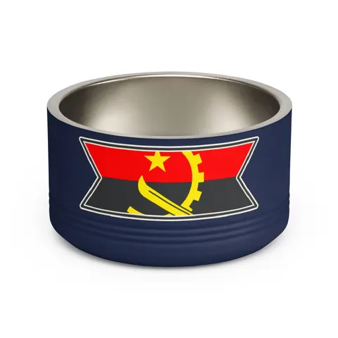 Angola Red Black & Emblem Pet Bowl — front view