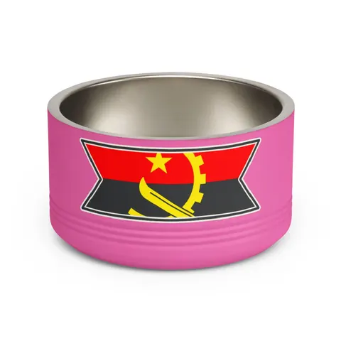 Angola Red Black & Emblem Pet Bowl — front view