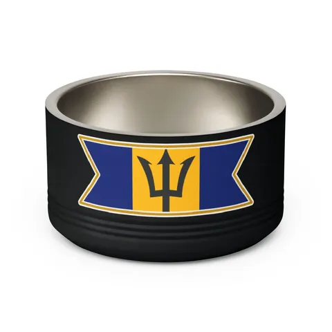 Barbados Blue Gold Trident Pet Bowl — back view