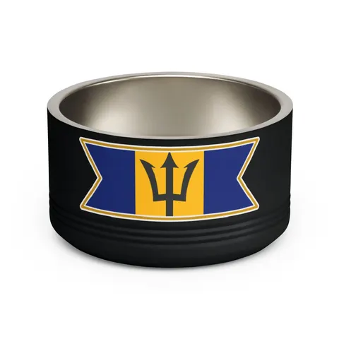 Barbados Blue Gold Trident Pet Bowl — front view