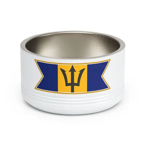 Barbados Blue Gold Trident Pet Bowl — front view