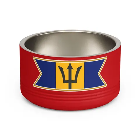 Barbados Blue Gold Trident Pet Bowl — front view