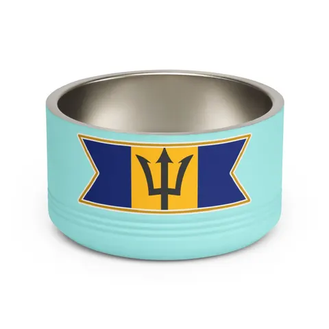 Barbados Blue Gold Trident Pet Bowl — front view