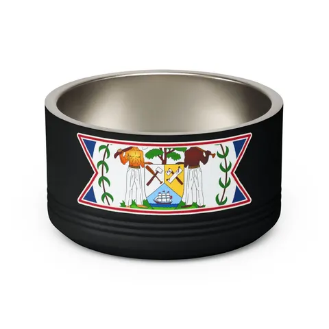 Belize Blue Red Emblem Pet Bowl — back view